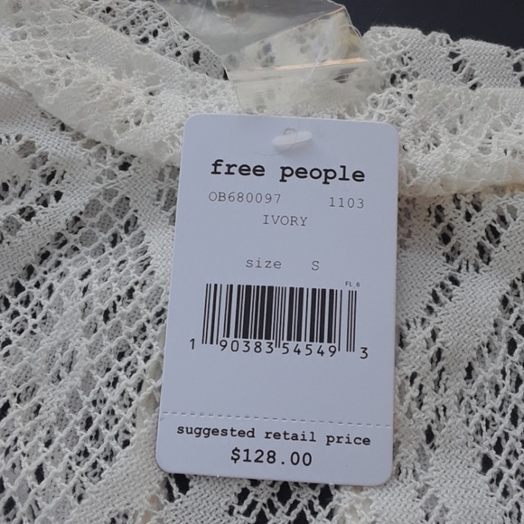 Free People NWT Ivory high neck lace dress sz S - Picture 5 of 6